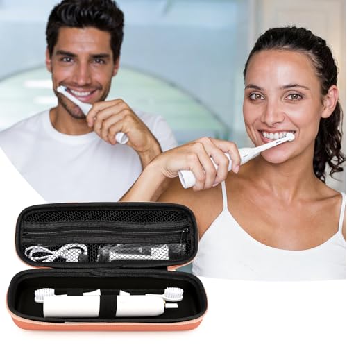 Hooqict Toothbrush Travel Case for Oral-B/Oral-B Pro/iO Electric Travel Toothbrush Case Holder with Mesh Pocket Cover Protection for Traveling, Camping, School, Business - color: Rose Gold