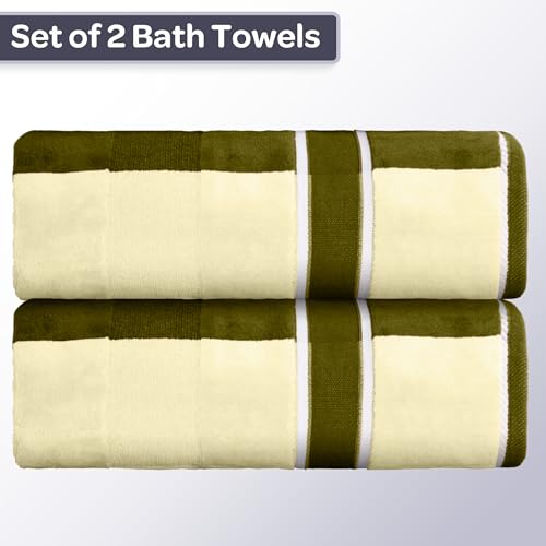 2-Piece Towel Set - 35x70in Extra Large Bath Towels - 500 GSM 100% Cotton Bath Towels - Absorbent Sheets for Shower, Gym, Spa, and Dorm Room by Lavish Home (Green) - color: Green