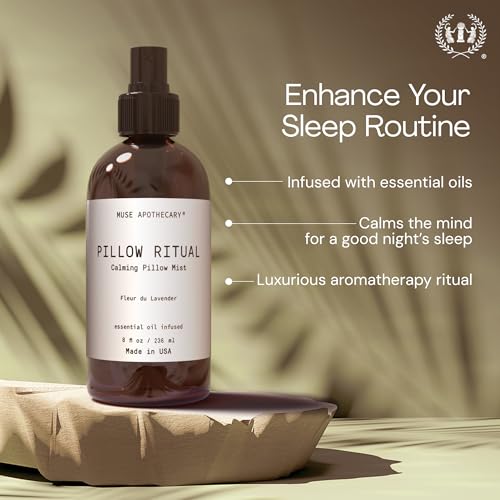 Muse Apothecary Pillow Ritual - Aromatic, Calming and Relaxing Pillow Mist, Linen and Fabric Spray - Infused with Natural Aromatherapy Essential Oils - 4 oz, Fleur du Lavender - size: 4 Fl Oz (Pack of 1)
