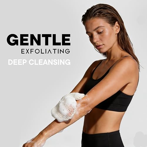 Bath Mitt - Exfoliating Glove, Honeycomb Body Scrubber,Massage Body Scrub Gloves for Home Spa,Mitt Sponges for Cleaning Body,Deep and Gentle,Fast foaming (White(Softer,Medium Size)) - style: WHITE