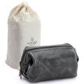 NomadCraftsCo. Premium Leather Travel Toiletry Bag for Men and Women, King-Size Dopp Kit with Waterproof Lining, Mens Toiletry Travel Bag - color: Charcoal Grey