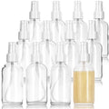 JUVITUS (12 Pack) 4 oz / 120 ml Clear Glass Boston Round Bottle with White Treatment Pump BPA Free Refillable Empty Storage Containers - size: 12 Pack