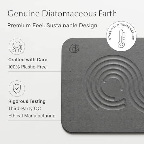 Dorai Home Stone Bath Mat Set - Premium Diatomaceous Earth Bath Floor Mats with Non-Slip Base, Fast-Drying Modern Shower Mat for Bathroom | Zen Slate, 2 Pack - 23.6"x15.4" - color: Zen Slate, size: 2 Pack