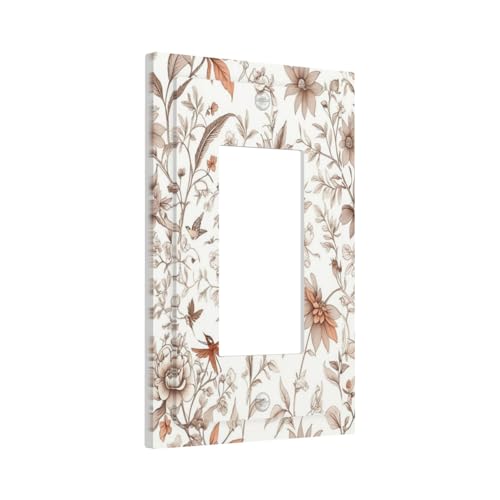 Light Switch Cover Plate Boho Floral Beige Flower And Leaf Botanical 1 Gang Outlet Covers Single Rocker Decorative Switch plates Electrical Wall Plates GFCI Receptacle for Bathroom Bedroom Decor - color: Boho Floral Beige Flower And Leaf Botanical, size: