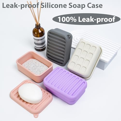 Portable Leakproof Travel Soap Case, Silicone Travel Soap Case, Compact Soap Holder with Drainage Layer, Travel Soap Holder for Camping, Gym, Outdoor (Deep-Gray) - color: Deep-gray