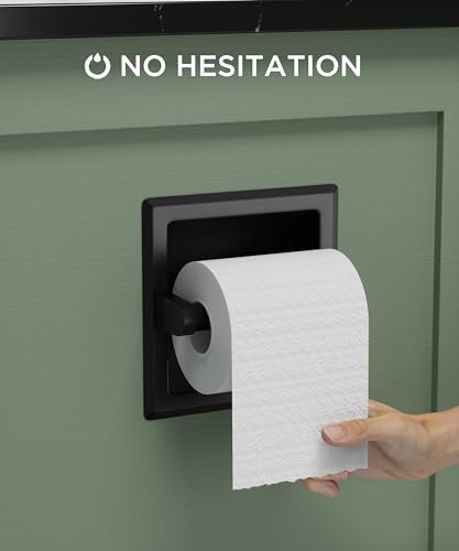 FORIOUS Recessed Toilet Paper Holder, Stainless Steel Durable Tissue Roll Holder Wall Mount for Bathroom Space Saving Design with Mounting Bracket, in Wall Toilet Paper Dispenser Insert, Matte Black - color: Matte Black