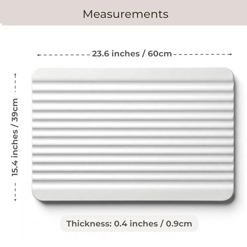 Stone Bath Mat Diatomaceous Earth Shower Mat Non-Slip Ultra Absorbent Durable Stone Mats for Bathroom/Kitchen Fast-Drying Modern Design Easy to Clean (24''*16'' White) - color: White