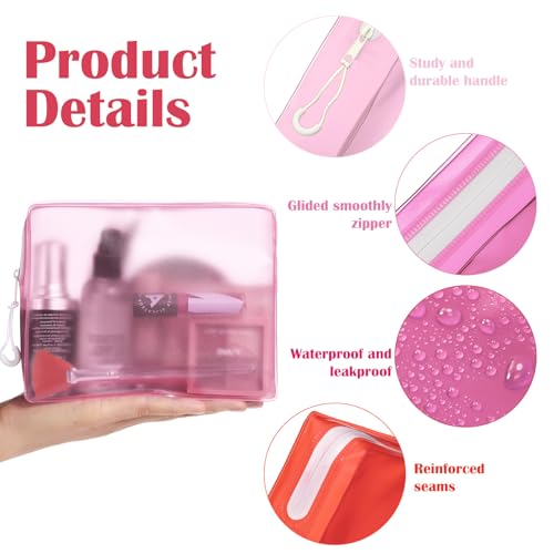 8 Pack TSA Approved Travel Toiletry Bags Frosted Translucent Leak-proof Cosmetic Makeup Bags for Women Men Travel Organizer Airport Security(Red,6.7 x 5.5 x 1.8 Inch) - color: Red, size: 6.7 x 5.5 x 1.8 Inch