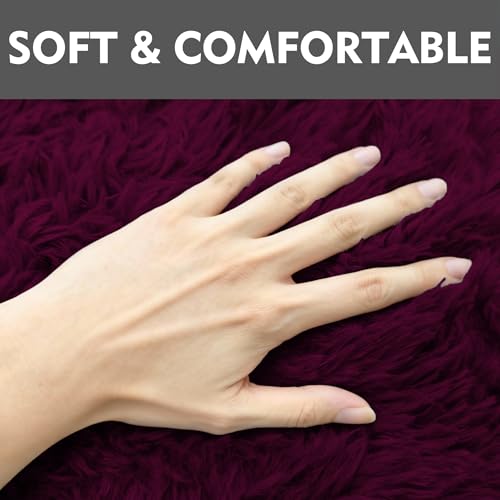 RUN HELIX Shaggy Bathroom Rugs Sets 3Piece Bath Mat for Bathrom Non-Slip Bathrom Mats Water Absorbent Bath Rug Floor Mats Soft Washable Shower Rug with U-Shaped Contour Rug Toilet Lid Cover Burgundy - color: Burgundy