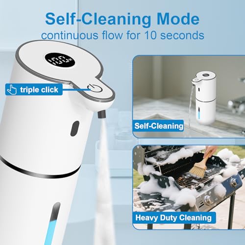 OHIFAST Automatic Foaming Soap Dispenser Touchless, USB Rechargeable Smart Hand Soap Dispenser, 6-Level Adjustable, 12.8oz/380mL Wall Mounted for Bathroom Kitchen Dish Soap-White - color: White, style: Foam