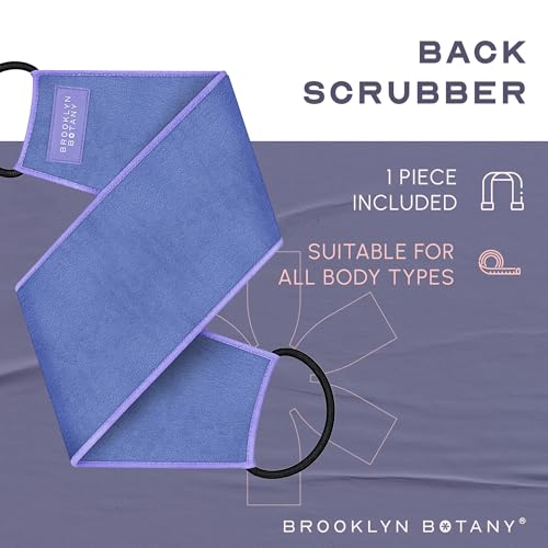 Brooklyn Botany Exfoliating Back Scrubber for Shower and Bath with Handles – Heavy Duty Exfoliating Body Scrubber for Massage and Dead Skin Remover for Body – 32.5” x 5” - style: 1 Back Srubber