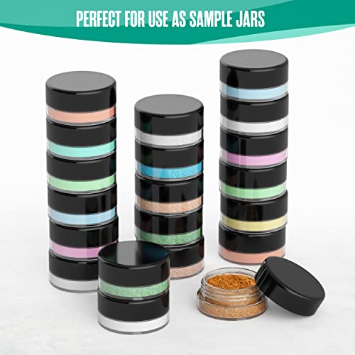 Houseables 3 Gram Jar, 3 ML Jar, BPA Free, Black, 2000 Pack, Cosmetic Empty Container, Plastic, Round Pot, Screw Cap Lid, Small Tiny 3g Bottle, for Make Up, Eye Shadow, Nails, Powder, Paint - color: Black, size: 2000 Pack