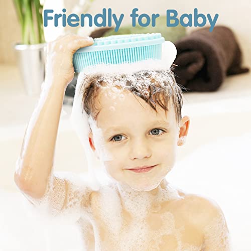 3 Pack Silicone Body Scrubber, Soft Silicone Loofah Exfoliating Body Scrubber, Silicone Body Brush Bath Shower Scrubber for Body, 2 in 1 Bath and Shampoo Wash Brush for Skin Exfoliation Men Women - size: Pink+Blue+Black