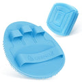 Silicone Bath Glove & Face Scrubber Set 2PCS, 360° Anti-Slip & Hand-fit Body Scrubber for Rich Foaming Deep Cleaning, Unique Facial Scrubber with Side-bristles for Contoured Areas.(Blue) - color: Blue Set