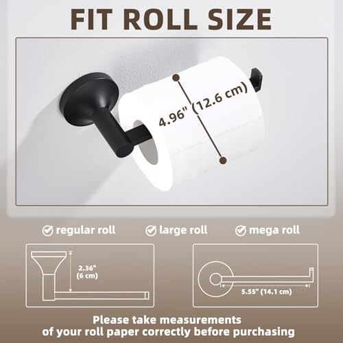 APLusee Matte Black Toilet Paper Holder, 304 Stainless Steel Tissue Holder, Wall Mounted