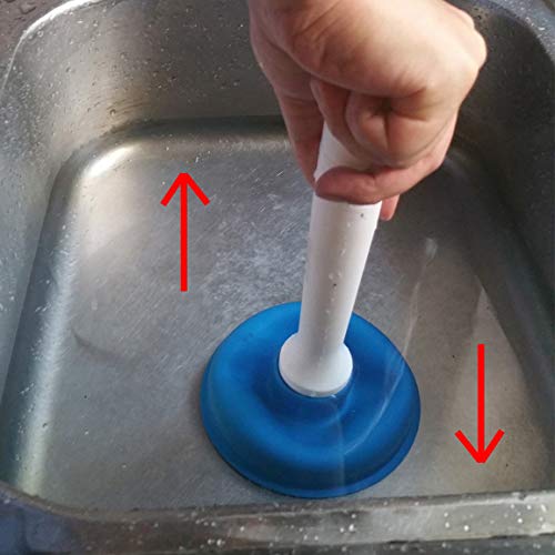 Drain Plunger, Small Hand Force Plumber Helper, Little 4 inch Cup Clog Remover, Tiny Rubber Unclogger in 9" Short Handle for Kitchen Sink, Bathroom Toilet, Shower Bath Tub (Blue + Green) - color: Blue + Green