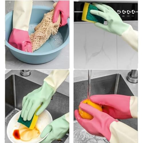 Latex Cleaning Gloves, Heavy Duty Dishwashing Gloves, Reusable Large Gloves for Kitchen, Bathroom, Gardening, Working, Pet Care