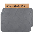 Stone Bath Mat Diatomaceous Earth Shower Mat Non-Slip Super Absorbent Quick Drying Diatomite Stone Mats for Bathroom Floor Kitchen, 2 Pack (Grey, 24x15) - color: Grey Wave
