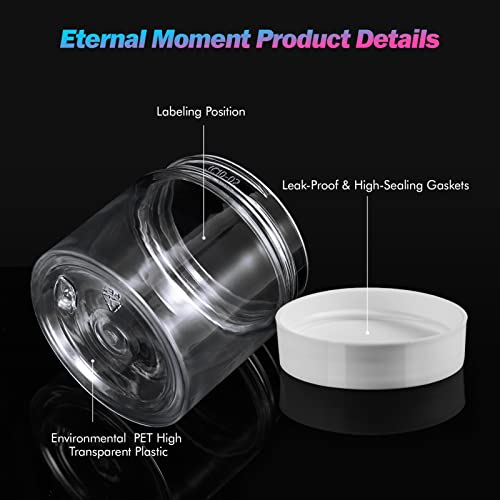 Eternal Moment 36 Pack 2 OZ Plastic Jars Round Clear Cosmetic Container Jars with White Lids, Perfect for Lotion, Slime，Cream, Ointments, Makeup, Eye Shadow, Samples, Pot, Travel Storage - color: White Lid, size: 2 Ounce