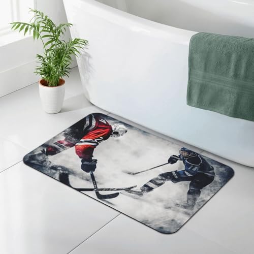 Stone Bath Mats for Bathroom Diatomaceous Earth Bath Mat Super Absorbent Floor Mat Ice Hockey Art Stone Drying Mats Quick Drying Diatomite Shower Mat for Bathtub Pad 15.7x23.6in - color: Ice Hockey Art