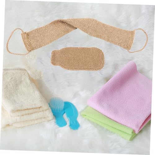 Ipetboom 2pcs Natural Sisal Back Scrubber and Bath Rub Glove Set Exfoliating Mitt for Shower and Bath Deep Cleaning Glove and Strap