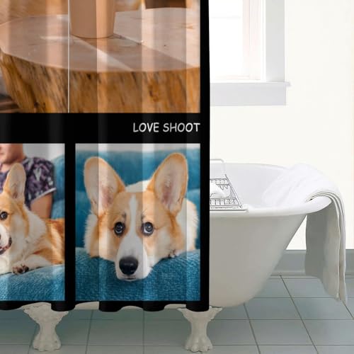 Personalized Shower Curtain Set Custom Photo Shower Curtains Modern Minimalist Home Bathroom Curtain Decor with 12 Hooks 72 Inch Wide * 84 Inch High - color: 4 Photo-2, size: 72"W x 84"L (Pack of 1)