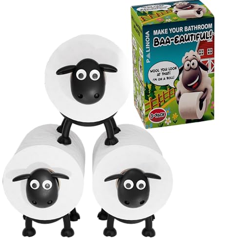 Black Sheep Toilet Paper Holder, Free-Standing Toilet Paper Roll Organizer, Funny Farmhouse Bathroom Decor, Novelty Sheep Bathroom Accessory – 3 Pack Gift Box - size: 3 Pack Gift Box