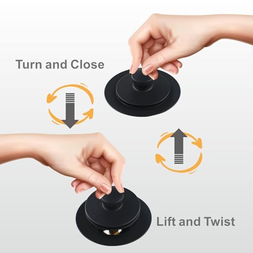 WELLUP Black Bathtub Drain Conversion Kit,Lift & Turn Tub Drain Overflow | Solid Brass & Stainless Tub drain,Fits 1-3/8 & 1-1/2 Bathtub Drain,Replacement Tub Drain kit,1 Hole Overflow Faceplate - color: Black, style: 1 Hole