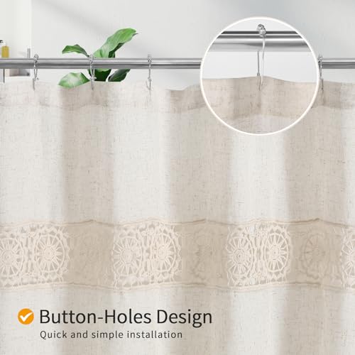 Gibelle Small Stall Boho Farmhouse Shower Curtain Set with Liner, Linen Bohemian French Country Bath Curtain 36x72, Beige/Cream - color: Beige-liner Set, size: 36"W x 72"L (Pack of 1)