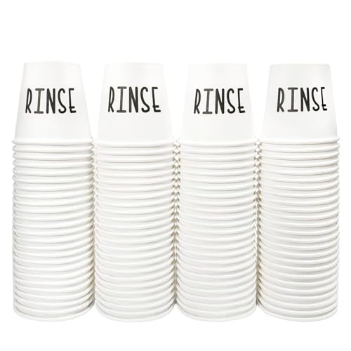 100 Mouthwash Cups, 3 oz Bathroom Cups with the Cute Word RINSE, Bathroom Cup That Enhances the Bathroom's Charm.