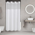 eachope No Hook Stall Shower Curtain with Snap-in Fabric Liner - 54x80 Heavy-Duty Linen Textured Striped Design,Narrow Rustic Modern Farmhouse Bohemian Bathroom Curtain,Water-Repellent,White - color: White, size: 54"W x 80"L (Pack of 1)