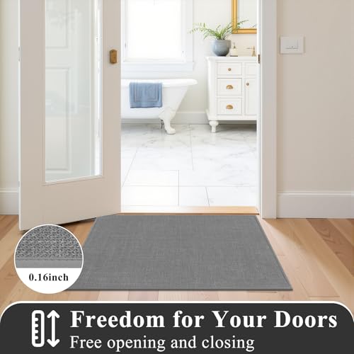 SHACOS Bath Mat Set of 2, Ultra Thin Washable Bathroom Rugs, No Slip Rubber Bath Rugs for Bathroom, Quick Dry Absorbent Bathroom Mat for Shower Outside Floor Toilet Sink (17"x24"+17"x47") - color: Grey, size: 17"x24"+17"x47"