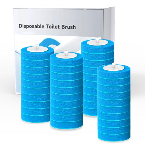 40 Count Toilet Wand Refills, 3 Layer Sponge Brush with Cleaner, Disposable Toilet Bowl Cleaner Wand for Bathroom Cleaning