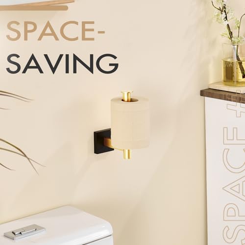 KOKOSIRI Toilet Paper Holder Toilet Roll Holders Hold Mega Rolls Kitchen Bathroom Tissue Paper Dispenser Black with Gold Stainless Steel, B2008GDK - color: Black Gold, size: Vertical