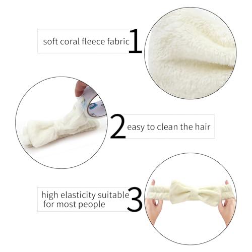 Semato 8 Pcs Creamy White Spa Headband Bachelorette Party Favor Set Skincare Headbands for Women Gifts and Party Supplies (creamy white) - color: creamy white