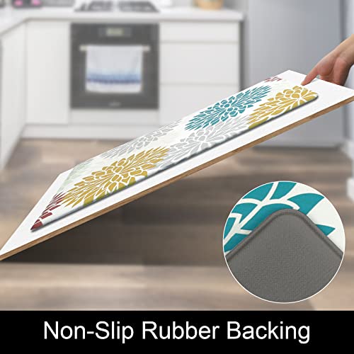HEBE Anti Fatigue Kitchen Rug Sets 2 Piece Non Slip Kitchen Mats for Floor Cushioned Kitchen Rugs and Mats Waterproof Comfort Standing Mat Runner for Kitchen,Home Office,Sink,Laundry - color: Colorful, size: 17.3"x48"+17.3"x28"-0.4"Th