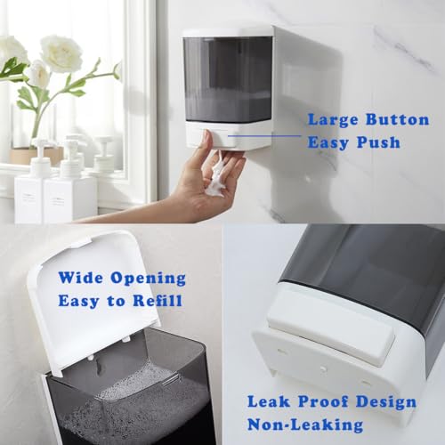Manual Soap Dispenser 33.8oz / 1000ml Kitchen Bathroom Wall Mounted Commercial Soap Dispenser for Liquid Containers Shampoo Gel Chamber Hotel Restaurant - color: White&black