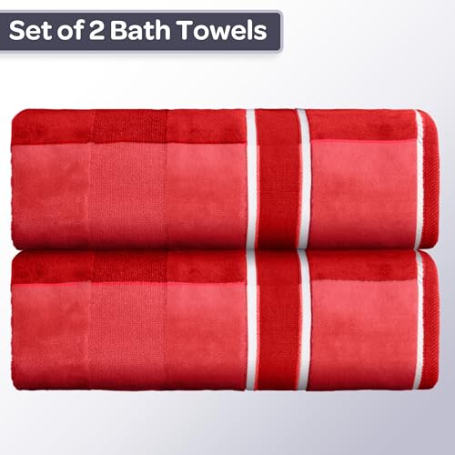 2-Piece Towel Set - 35x70in Extra Large Bath Towels - 500 GSM 100% Cotton Bath Towels - Absorbent Sheets for Shower, Gym, Spa, and Dorm Room by Lavish Home (Red) - color: Red