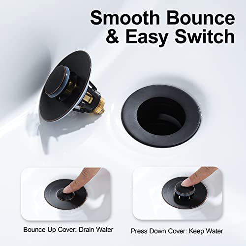Universal Bathroom Sink Stopper - Bounce Wash Basin Drain Filter, Stainless Steel Pop Up Drain Stopper, 1.25" Bullet Core Sink Stopper, Sink Drain Plug with Anti-Clogging Strainer, Oil Rubbed Bronze - color: Oil Rubbed Bronze, style: Small Cover