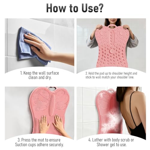 Back Scrubber Body Bath Cushion for Tub Bathtub Back Lumbar Ergonomic Support, Silicone XL Large Thick Soft Seat Pad Non-Slip Suction Cups, Relaxing Spa Exfloating Scrubber Mat 28x19 Pink - color: Pink