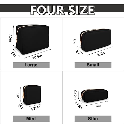 UIXIZQ Waterproof Small Makeup Pouch for Purse,Nylon Travel Toiletry Storage Pouch Cute Preppy Cosmetic Bag for Women Girl,Waterproof Makeup Organizer Skincare Bag Purse with Zipper(Small-Black) - color: Black, size: Small