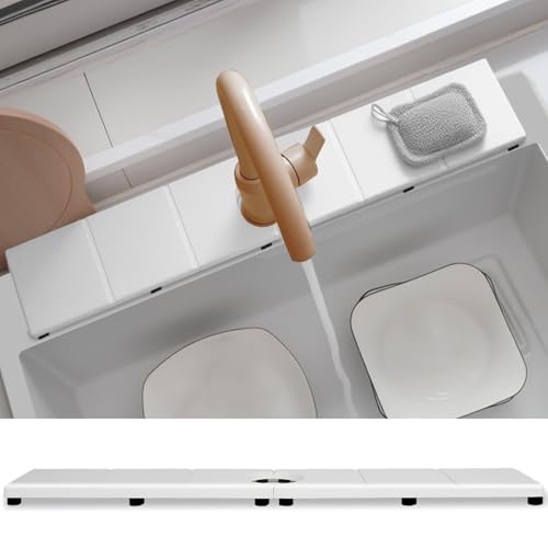 Fast Drying Faucet Mat for Kitchen Sink, Water Absorbent Diatomite Stone Sink Tray with Raised Feet, Kitchen Sink Splash Guard, Prevents Moisture Buildup, Durable Protector for Bathroom Counter - color: White Gray Style 3, size: 20" x 4"