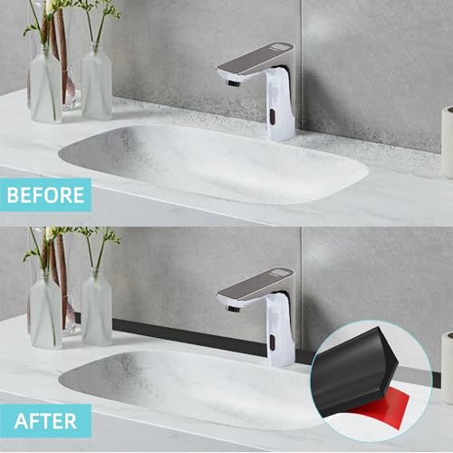 Shower Threshold Water Dam,Walk in Shower Water Guard, Shower Dam Water Barrier Bathroom Sink Splash for Dry And Wet Separation Caulk Seal Strip Edge Trim (98Inch, Black) - color: Black, style: 98Inch