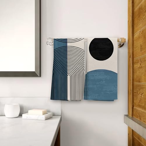 OHSUL Boho Decorative Hand Towels, Navy Blue Boho Bohemian Kitchen Bathroom Decor, 16x24 Inch, Set of 2 - color: Color -2