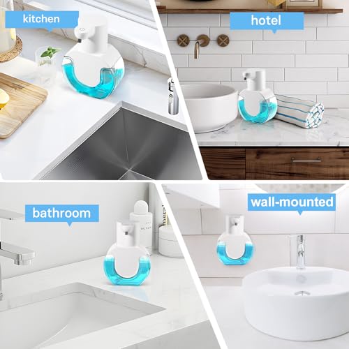 2 Pack Automatic Liquid Soap Dispenser,14.2oz/420ML Touchless Automatic Soap Dispenser,Rechargeabled Wall Mounted Smart Pump for Bathroom Kitchen - color: White, style: 2 Pack Liquid