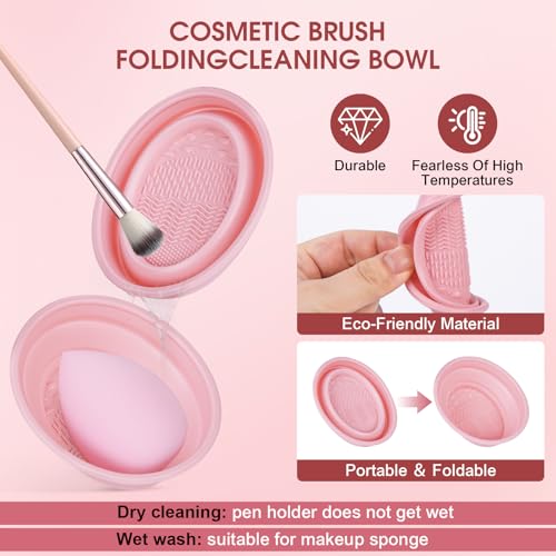 112Pcs Pink Makeup Brushes Set Professional Makeup Kit, Foundation Makeup Brush Kit Eye and Face Make up Brushes & Tools, Multi-functional Beginner Makeup Tool Set with Case Facial Makeup Accessories