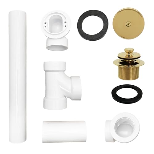Westbrass Pull & Drain Sch. 40 PVC Bath Waste with One-Hole Top Elbow, Polished Brass, D49721-03 - color: Polished Brass, size: 1 Pack