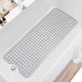 TEESHLY Upgrade Bath Tub and Shower Mats, Non Slip 40 x 16 Inch Extra Large Bathtub Mat, Machine Washable Bathmat with Drain Holes, Suction Cups for Bathroom Floor, Clear Gray - color: Grey (Translucent)