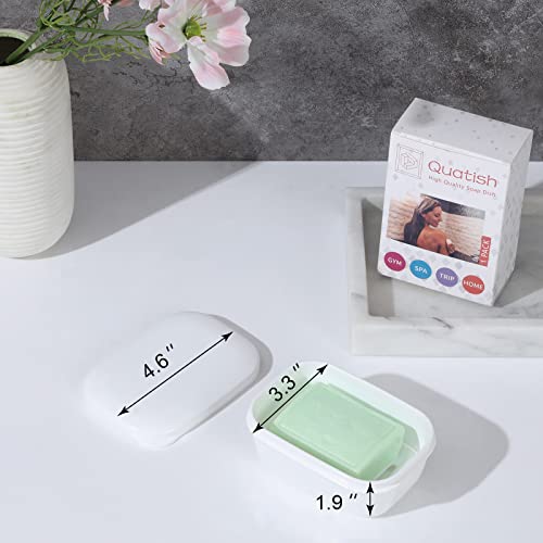 Quatish 2 Pack Travel Soap Container, Leakproof Soap Holder with Lid, Travel Bar Soap Holder, Soap Case for Camping Gym Travel, Portable Soap Box for Bathroom, White - color: White