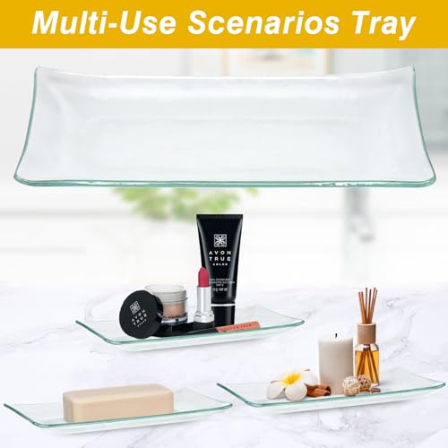 Bathroom Accessories Set, 4Pcs Clear and Gold Glass Bathroom Accessories Sets Complete w/Lotion Soap Dispenser, Toothbrush Holder, Apothecary Jar, Vanity Tray, Bathroom Decor - style: Clear